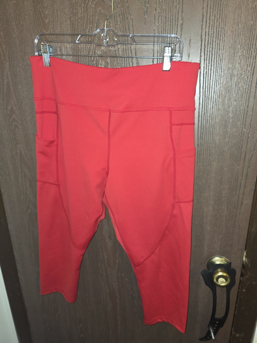 ZYIA Red High-Waist Performance Capri Leggings